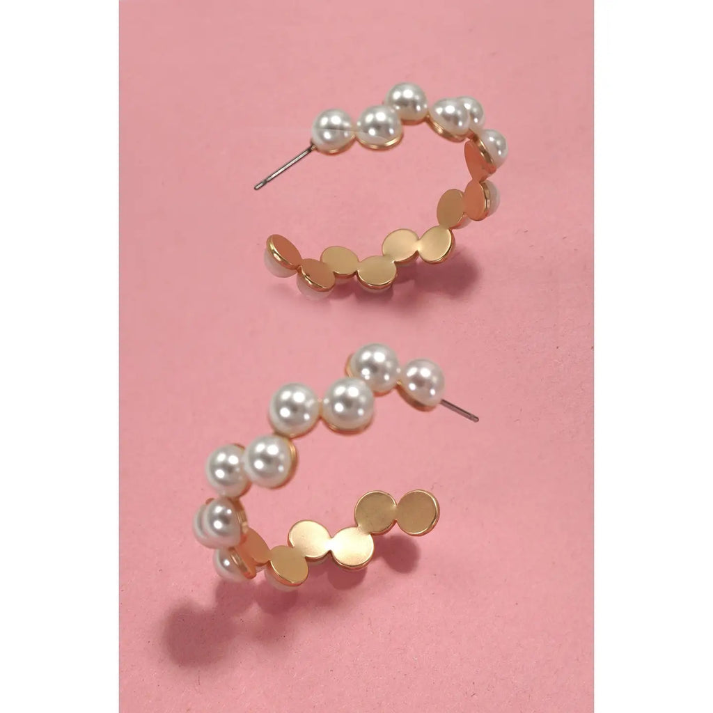 Pearl Zig Zag Hoop Earrings