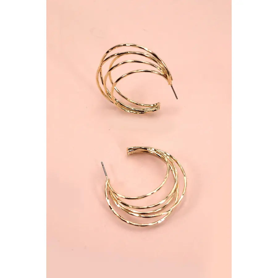 Hammered Multi Row Hoop Earrings