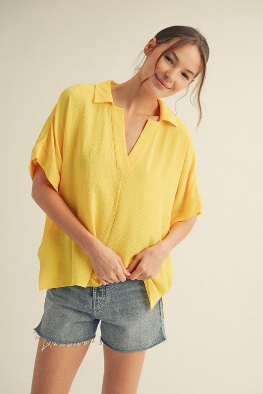 Solid Short Dolman Sleeves Top