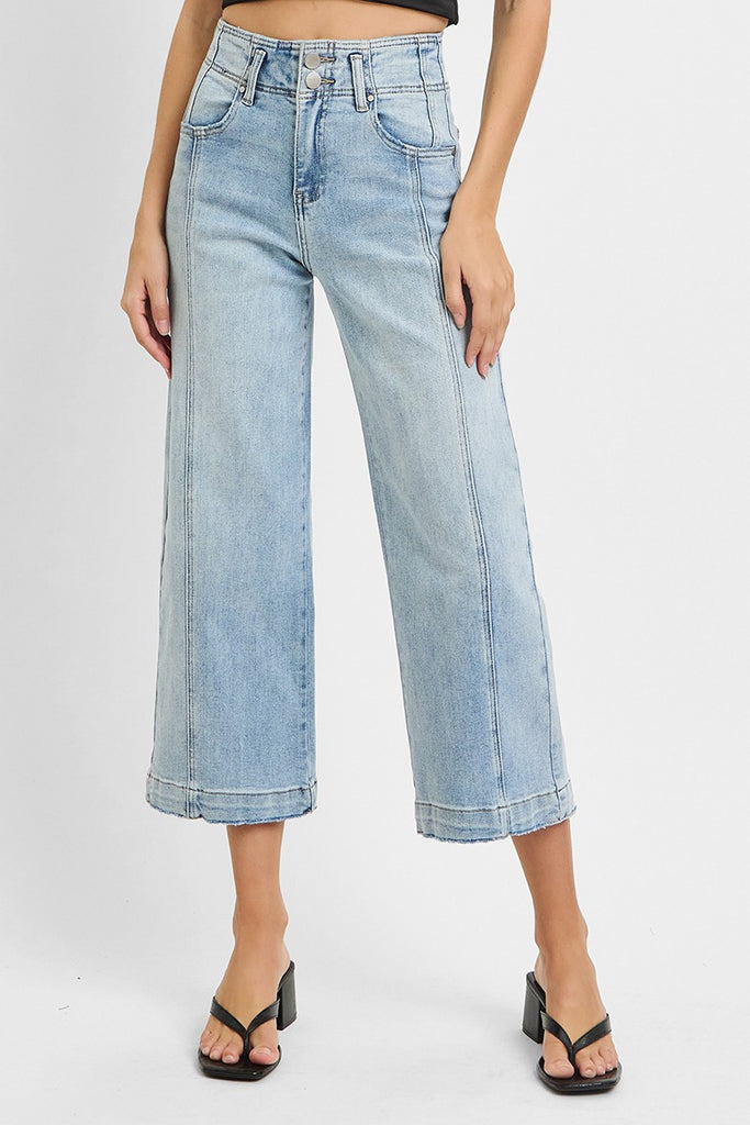 Risen HR Crop Wide Front Seam Detail Jean