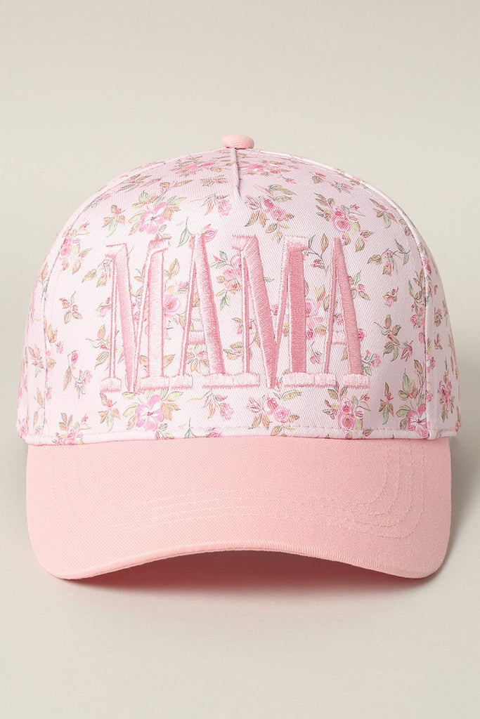 Mama Embroidered Flower Pattern Trucker Hat