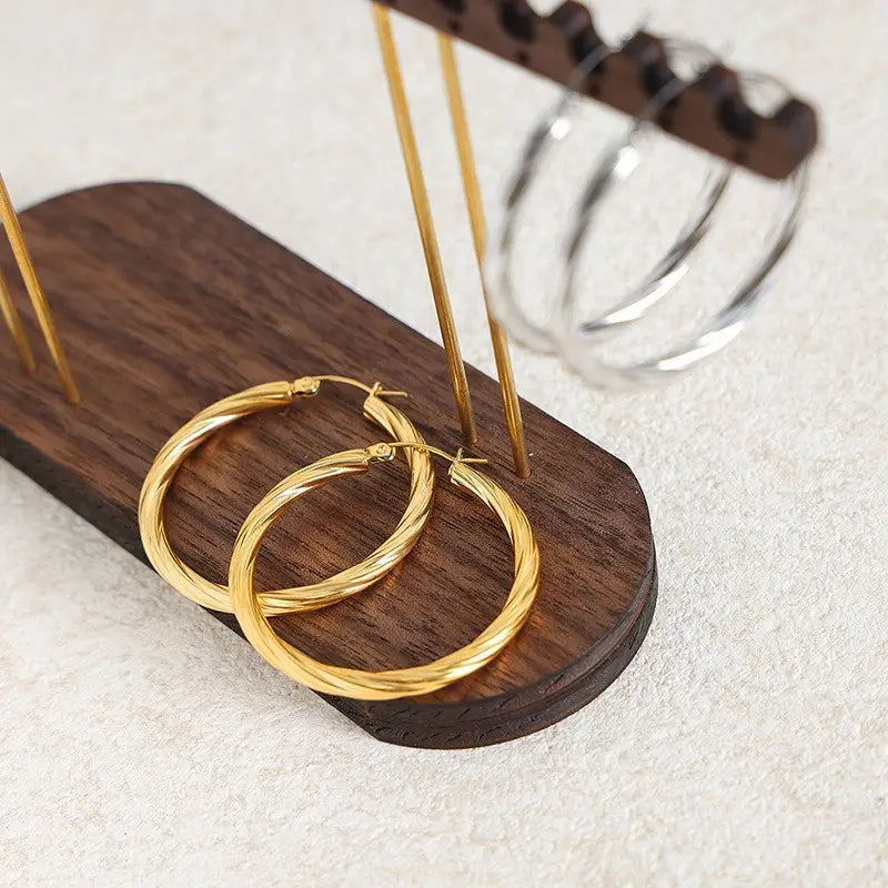 18K Stainless Steel Tarnish Free Waterproof Hoop