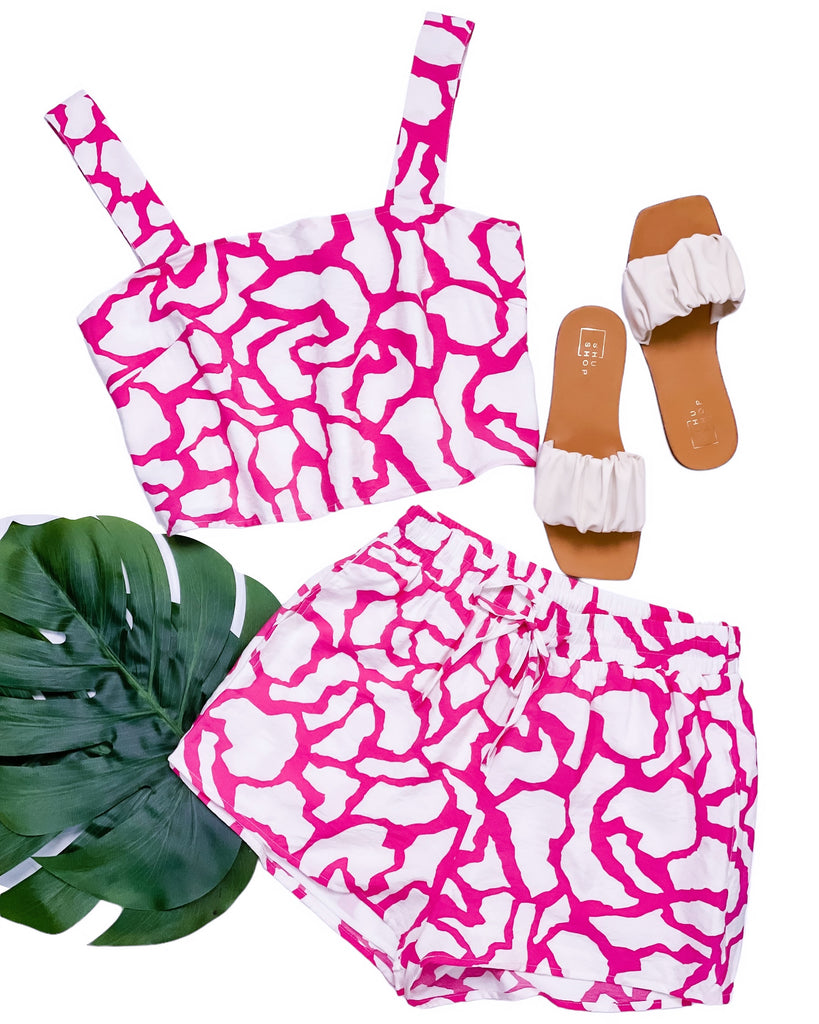 Square Neck Printed Crop Top