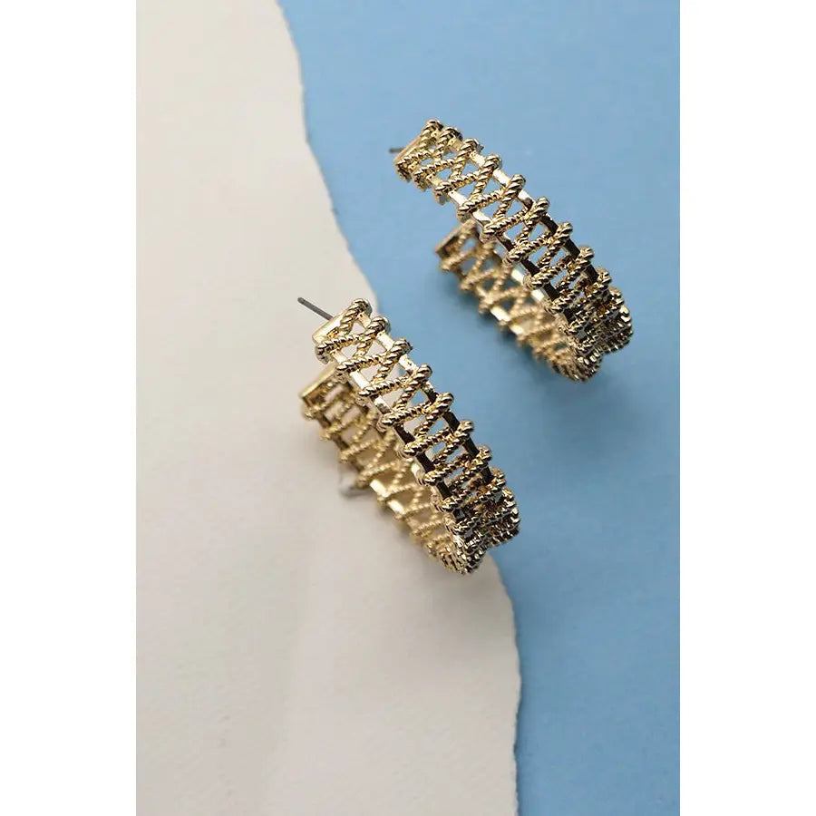 Artisanal Weave Gold Hoop Earrings