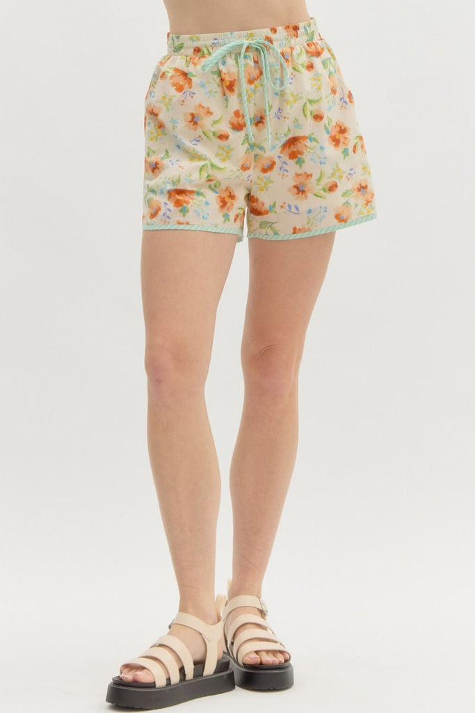 Floral Print High Waist Short
