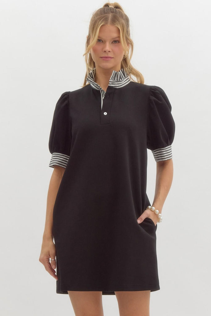 Solid Short Sleeve Pullover Polo Dress