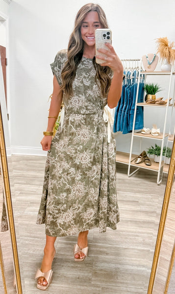 Floral Drop Shoulder Midi Dress