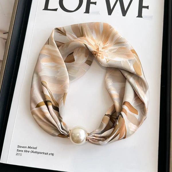 Pearl Magnetic Silk Scarf Necklace