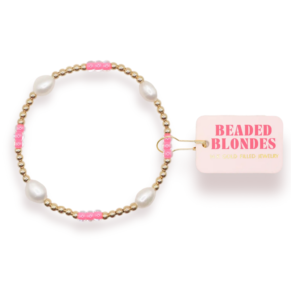 Hot Pink Pearl Poppi Bracelet-6.25in.