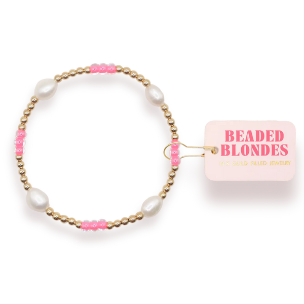 Hot Pink Pearl Poppi Bracelet-6.25in.