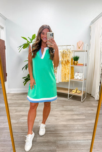 Sleeveless Colorblock Split V-Neck Dress