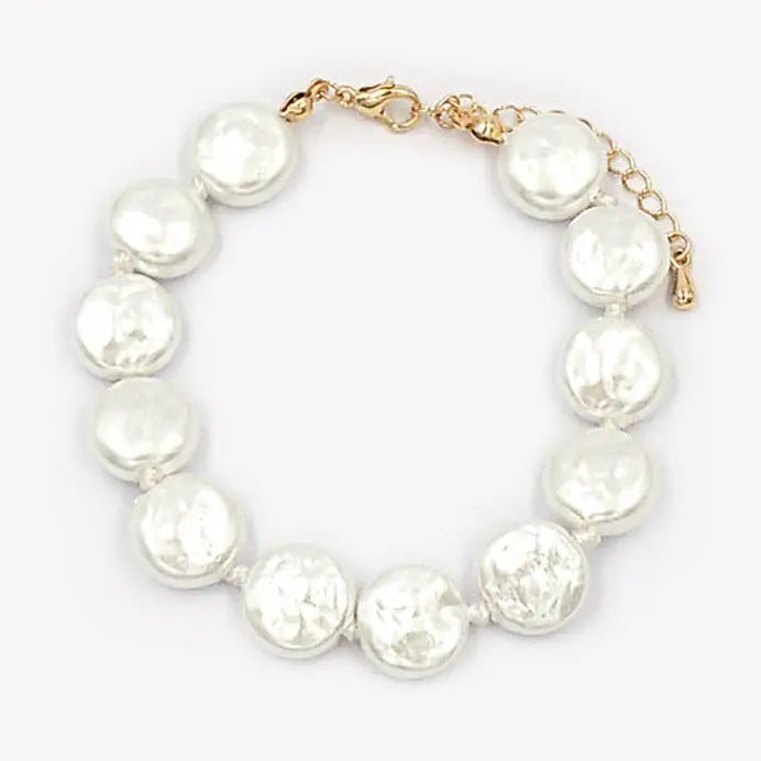 Freshwater Pearl Coin 7.5" Bracelet