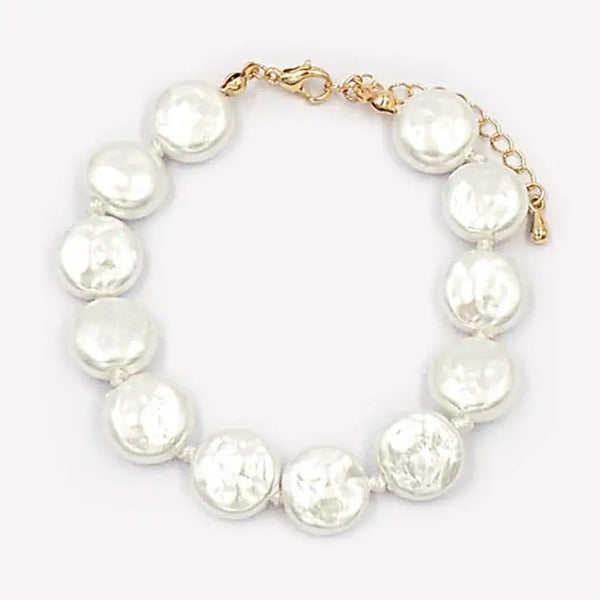 Freshwater Pearl Coin 7.5" Bracelet