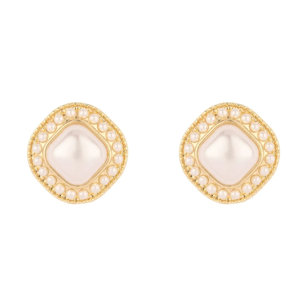 Pearl and Gold Studded .5" Stud Earrings