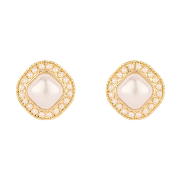 Pearl and Gold Studded .5" Stud Earrings