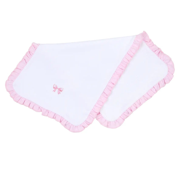 Baby Bows Emb Ruffle Burp Cloth