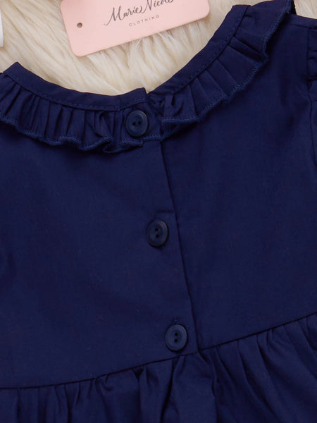 Navy Smocked Santa Vintage Dress
