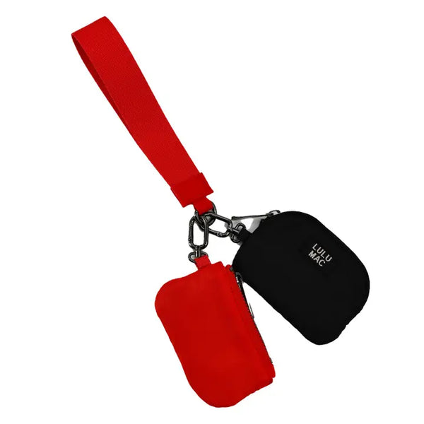 Lulu Mac Red/Black Double Pouch Wristlet