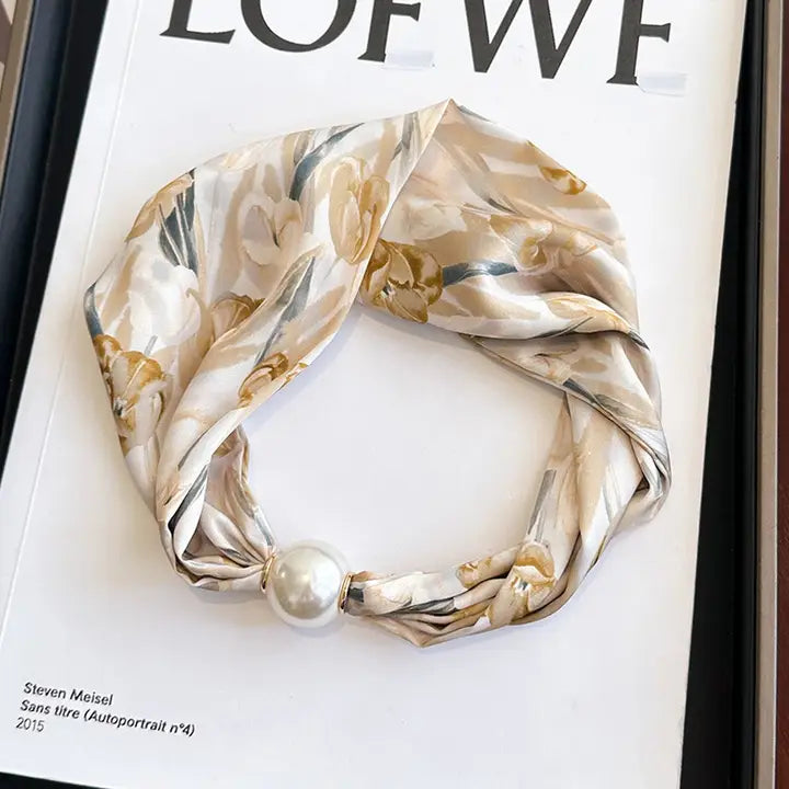 Pearl Magnetic Silk Scarf Necklace
