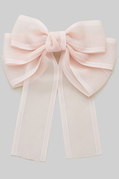 Sheer Bow Hair Clip with Contrast Stitching