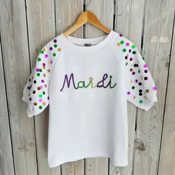 Mardi Sequin Oversized Bubble Sleeve Top