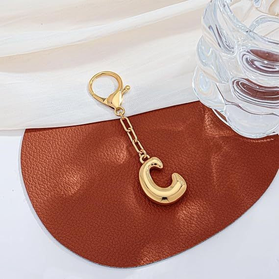 Bubble Letter Monogram Bag Charm Key Chain