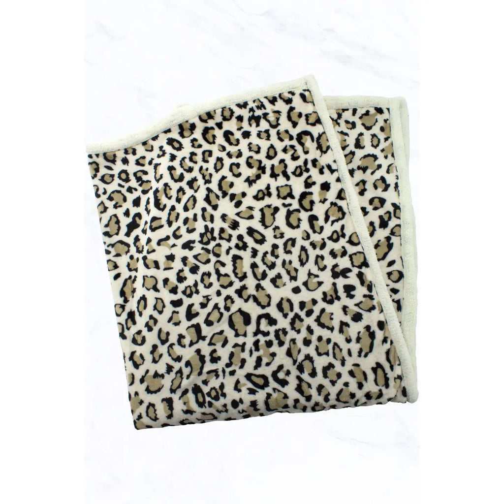 Beige Leopard Pattern Double Layered Warm Blanket