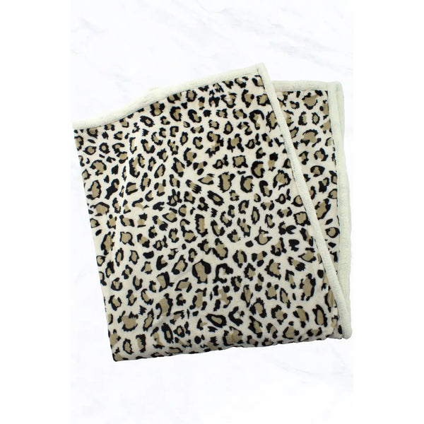 Beige Leopard Pattern Double Layered Warm Blanket