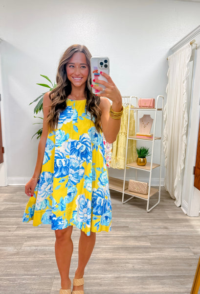 Bold Floral Poplin Shift Dress