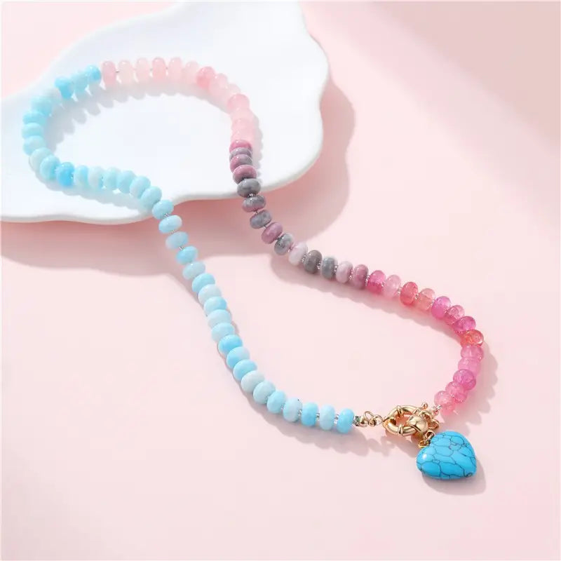 Natural Stone Turquoise Glass Mixed Necklace