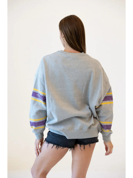 Lsu Multimedia Oversized Crew Pullover
