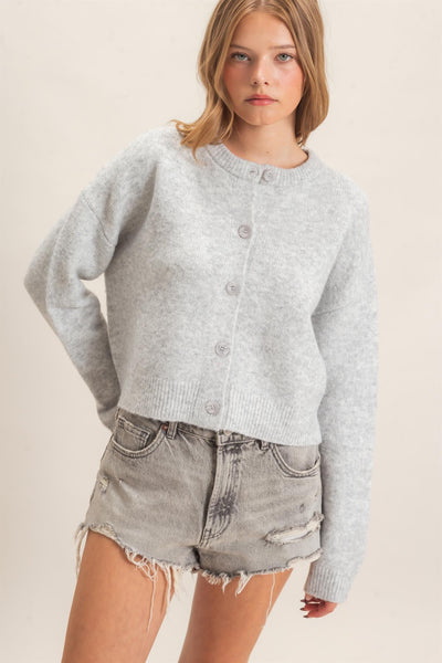 Crew Neck Cardigan Sweater