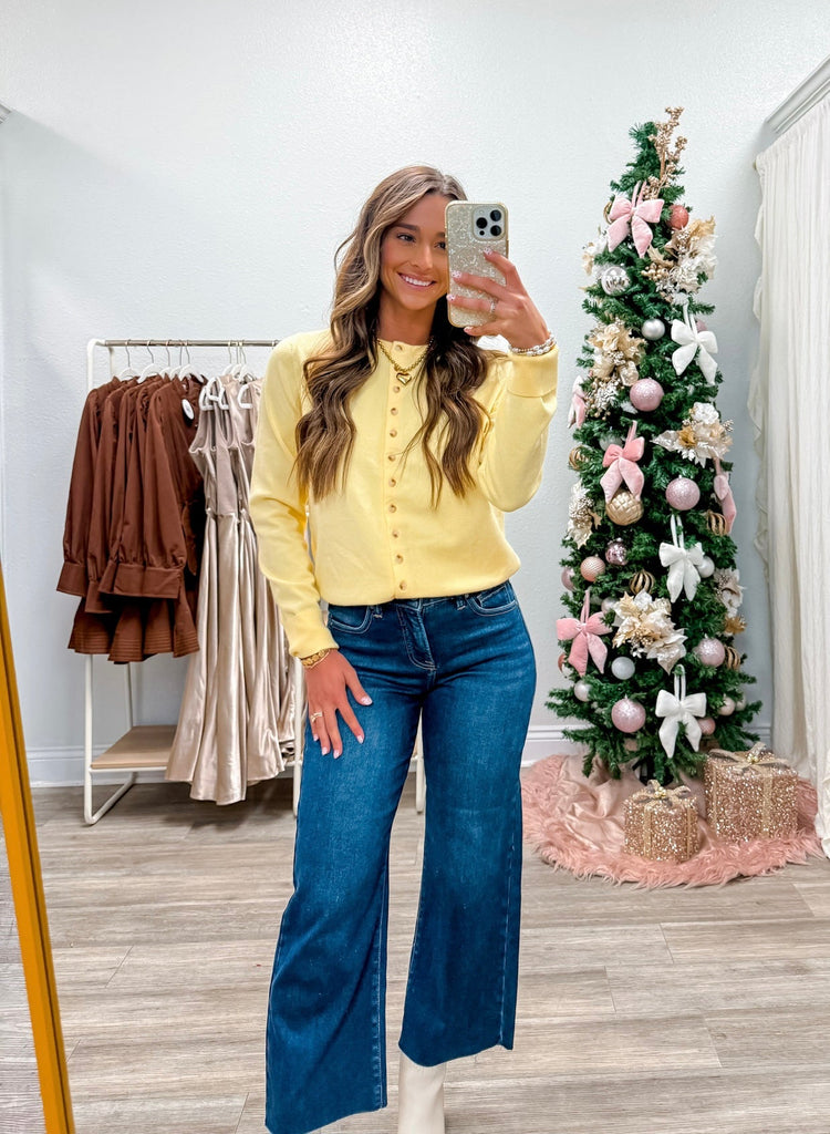 Bright Pastel Knit Button-Up Top