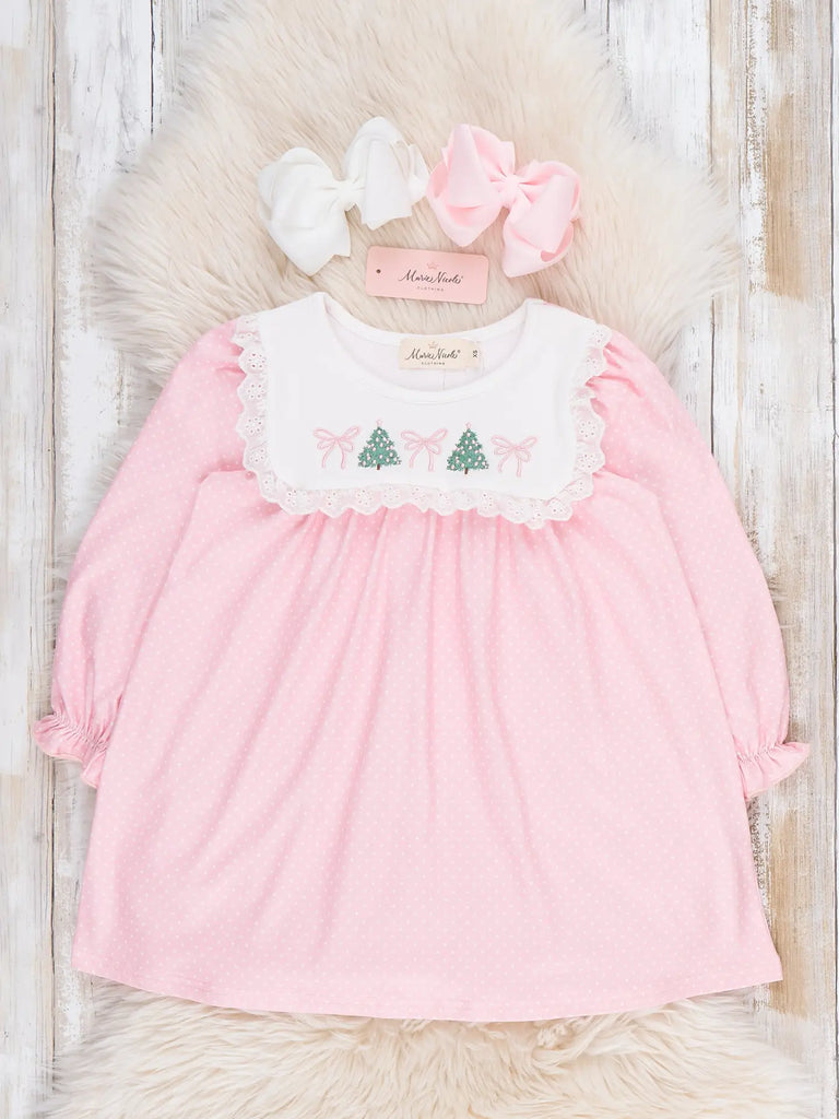 Tinsel Tree Bow Embroidered Dress