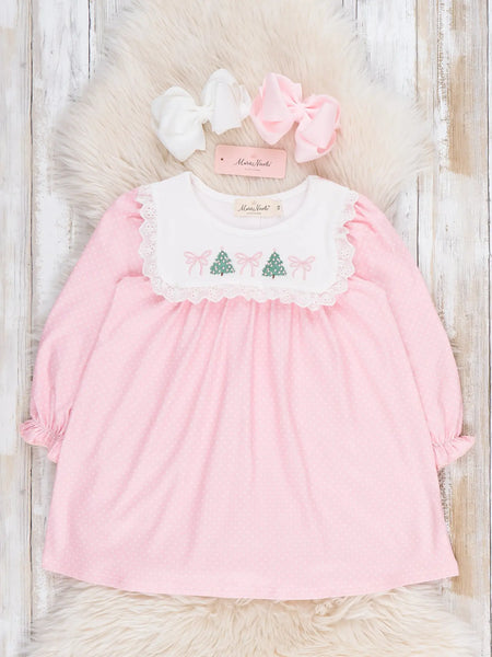 Tinsel Tree Bow Embroidered Dress