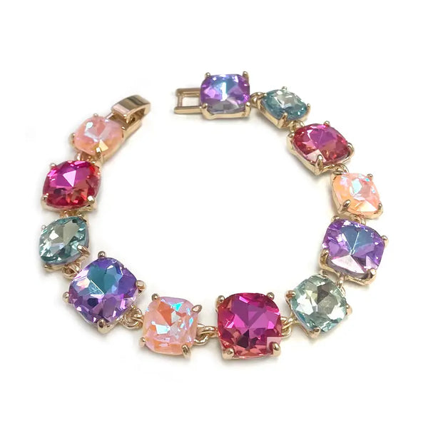 Pastel Multi Glass Crystal 7.5" Bracelet