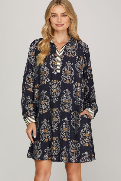 Woven Print Mini Dress
