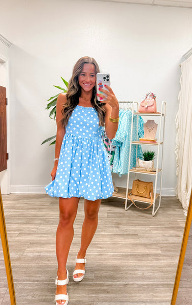 Sleeveless Polka Dot Mini Bubble Dress