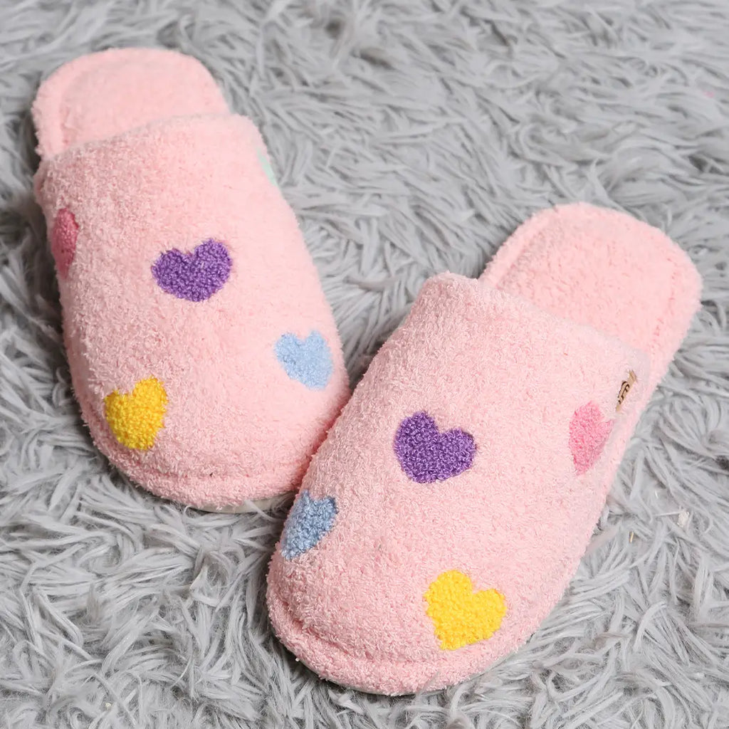 Multi Color Heart Luxury Soft Home Slippers