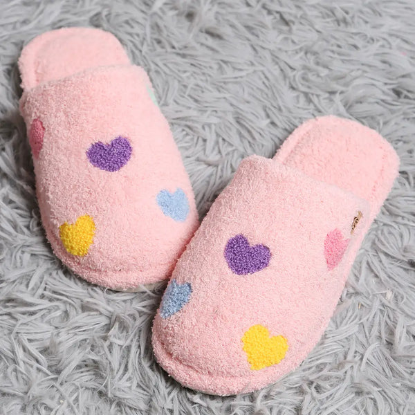 Multi Color Heart Luxury Soft Home Slippers