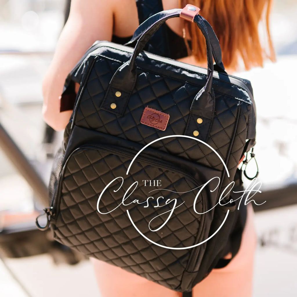 Black Quilted Cooler Backpack