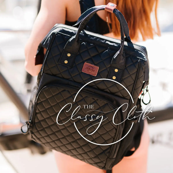 Black Quilted Cooler Backpack