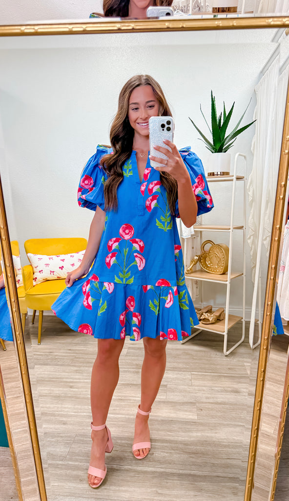 Floral Short Puff Sleeve Dress