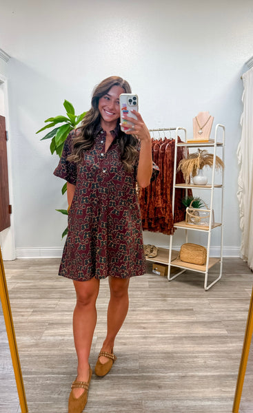 Butterfly Print Short Sleeve Mini Dress