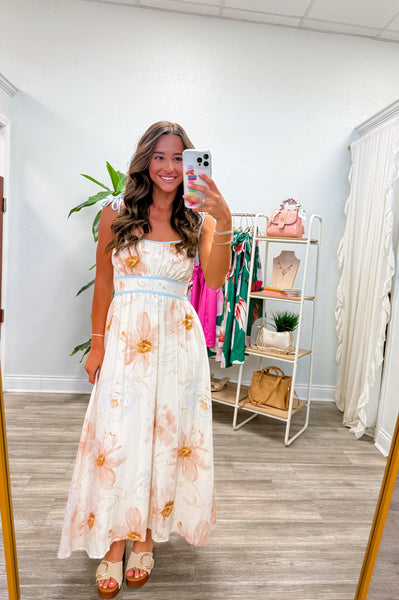 Sleeveless Watercolor Floral Midi Dress
