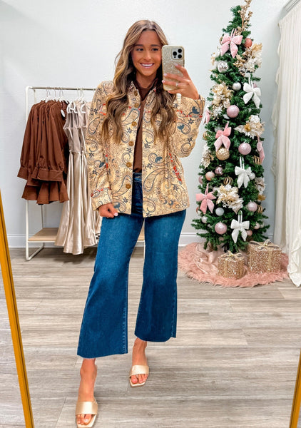 Detail Print Jacket W/ Front Flap Pockets