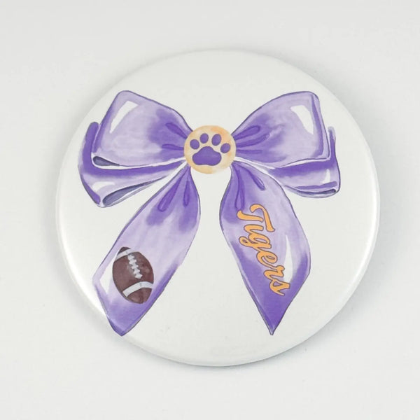 Purple Bow with Football Button