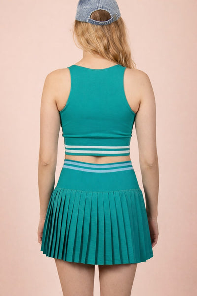 Striped Band Detail Top & Skirt Set