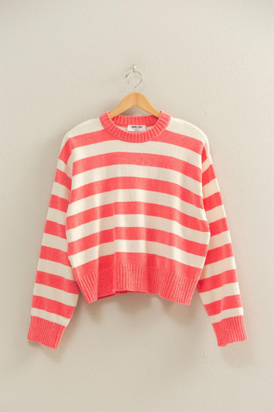 Striped Sweater With Ribbed Edge