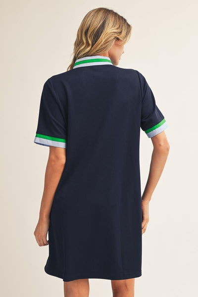 Front Zip Up Solid Casual Dress